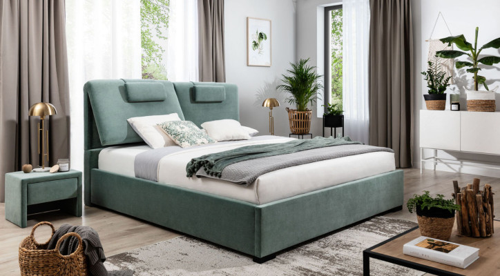 Complete slaapkamer set, 3-delig, tweepersoonsbed, ontwerper, 2 nachtkastjes