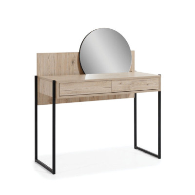 Bruine kaptafel met spiegel Moderne make-uptafel Luxe houten meubels