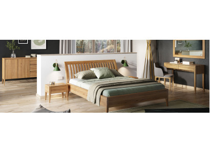 Slaapkamer 3-delige set Bed Massief houten meubels Nachtkastjes 2x Bedden Echt hout