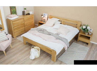Slaapkamermeubelset Bed Massief hout Nachtkastjes 2x Bedden Echt hout 3-delig.