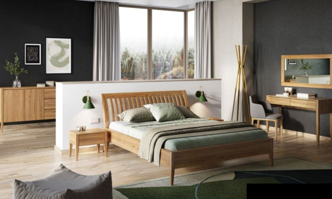 Klassiek bed in barokstijl, dubbel houten hotelbed, nieuw, slaapkamer 180x200cm.