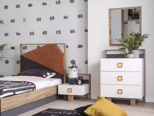 Nachtkastje nachtkastje kindernachtkastje kinderkamer hout grijs modern