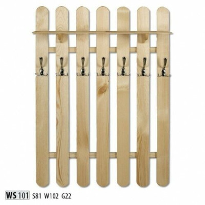 Kledingkast Wandkast met 7 haken, Wandpaneel Gang Echt hout