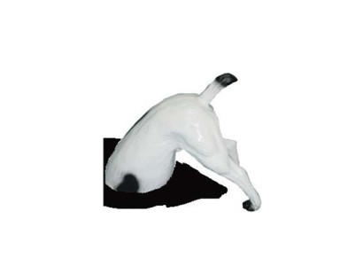 Gekke tuinbeeld standbeeld hond met achterwerk 35 cm sculptuur figuren beelden.