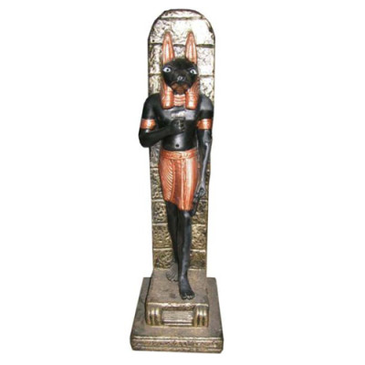 Egyptische figuur Anubis kunststof god van de dood decoratie standbeelden figuren 33cm.