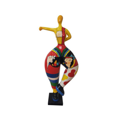 ballerina figuur abstracte figuren standbeelden modern beeld kleurrijk beschilderd nieuw 85cm