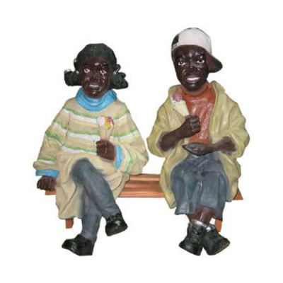 Decoratiefiguur standbeeld sculptuur 34 cm beeldjes standbeelden sculpturen Zwarte kinderen P39