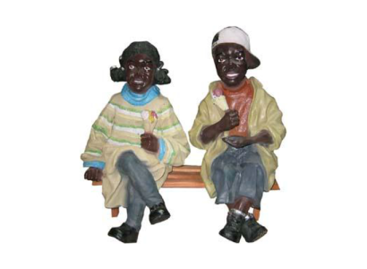 Decoratiefiguur standbeeld sculptuur 34 cm beeldjes standbeelden sculpturen Zwarte kinderen P39