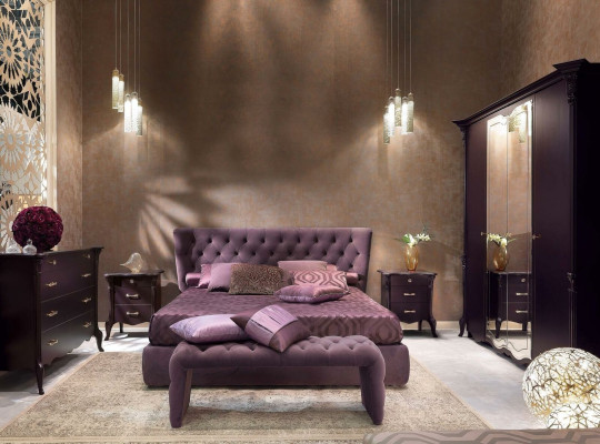 3-delige slaapkamer set Bed 2x Nachtkastje Console Dubbele gestoffeerde bedden Hotel