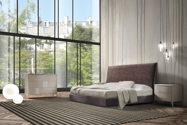 Bed + 2x bedside table 3 piece. Bedroom set design Modern Luxury Italy Furniture new
