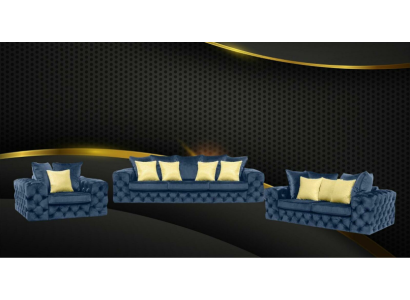 Luxe 4-zits bank gestoffeerde bank leren stoffen textielbankstel driezitsbank.