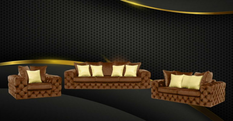 Luxe 4-zits bank gestoffeerde bank leren stoffen textielbankstel driezitsbank.