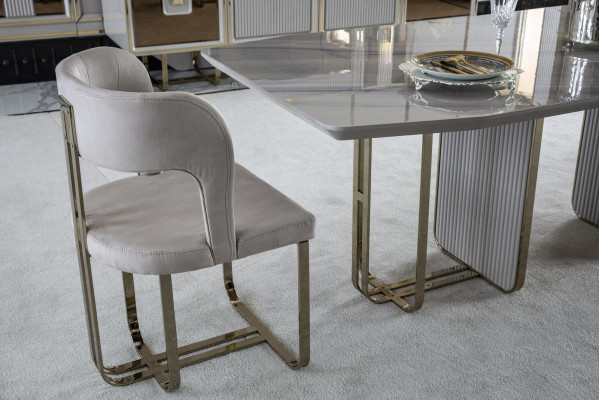 Stoel Beige Elegante Moderne Eetkamer Mooi Stofontwerp Luxe Metalen Stoelen