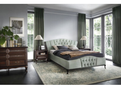 Groen Chesterfield bed met houten slaapkamermeubelen Bedden Koninklijk.