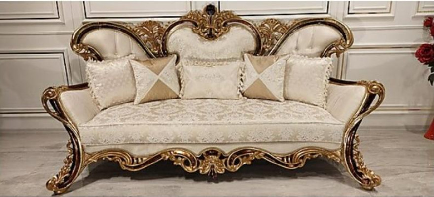 Zitbank Chesterfield 3+1 zitplaatsen + salontafel hout Barok Rococo