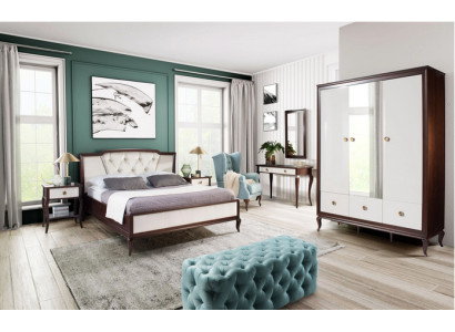 Volledige slaapkamer set 4-dlg Ontwerp Bed + 2x Nachtkastje + Kledingkast