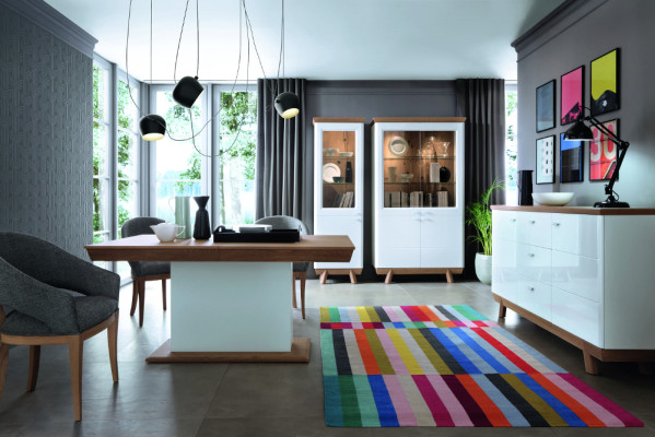 4-delige set 1x vitrine 2x commode 1x eettafel Ontwerp woonkamer eetkamer Nieuw