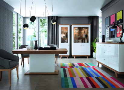 4-delige set 1x vitrine 2x commode 1x eettafel Ontwerp woonkamer eetkamer Nieuw
