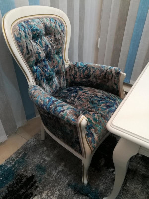 6x Stoelenset Fauteuil Zitkussen Chesterfield Designer Stoelen met Leuning.