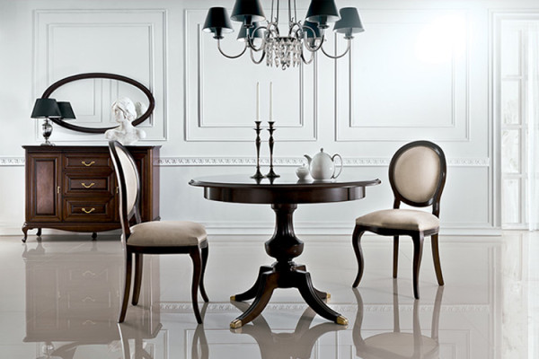 Klassieke tafel met 2 stoelen Royal stoelen Tafels Ronde tafel Houten tafel - Verona