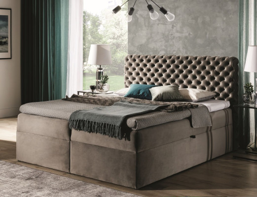 Chesterfield boxspring bed slaapkamer meubels bedden king size fluweel hotel nieuw