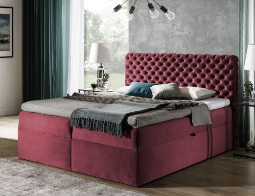 Chesterfield boxspring bed slaapkamer meubels bedden king size fluweel hotel nieuw