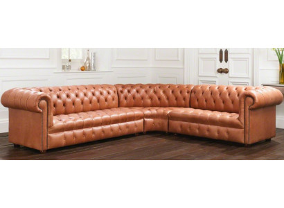Woonlandschap hoekbank Chesterfield lederen hoekbank bank bekleding hoek