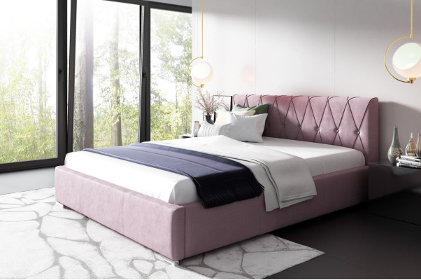 Bed Bedframe Upholstered bed Beds Double hotel 180x200 Bedroom Pink Furniture