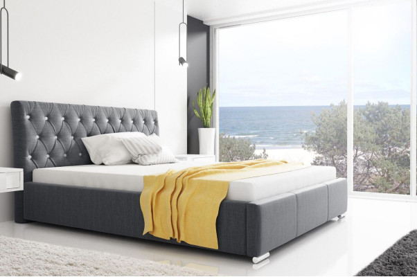 Bedframe Bed Dubbel bed Huwelijksbed Bedframe Gestoffeerd bed Bedden 200x200 Grijs