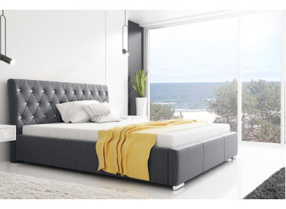 Bedframe Bed Dubbel bed Huwelijksbed Bedframe Gestoffeerd bed Bedden 200x200 Grijs