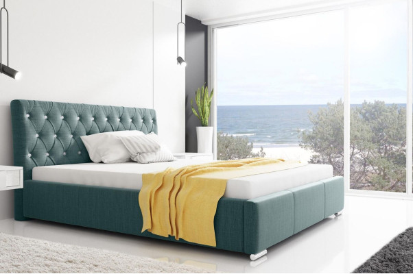 Bedframe Bed Dubbel bed Huwelijksbed Bedframe Gestoffeerd bed Bedden 200x200 Grijs