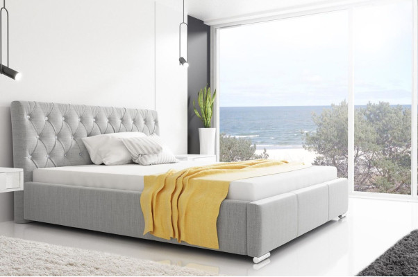 Bedframe Bed Dubbel bed Huwelijksbed Bedframe Gestoffeerd bed Bedden 200x200 Grijs