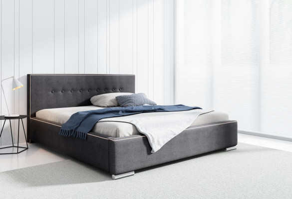Bedframe Tweepersoonsbed Bed Echtelijk bed Bedden Gestoffeerd bed Slaapkamer Grijs Nieuw