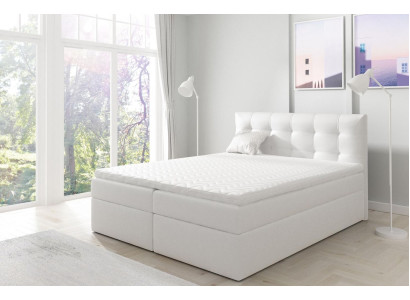 Bed met opbergruimte tweepersoonsbed Boxspring bed Dubbel bed Bedden Gestoffeerd bed Wit Nieuw