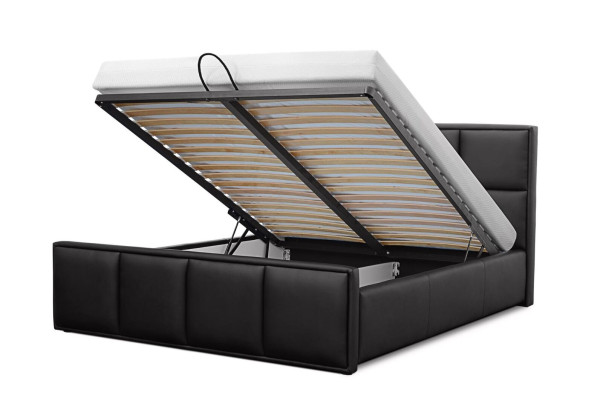 Tweepersoonsbed Bedframe Bed Meubels Gestoffeerd Bed Bedden Polyester Modern Zwart