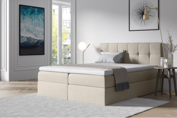 Stof boxspringbed textiel design dubbel hotel slaapkamer modern bed bedden