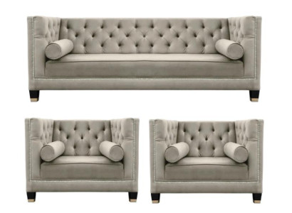 Beigekleurige Chesterfield-zithoek Luxe meubels Stoffen bekleding Nieuw voor de woonkamer