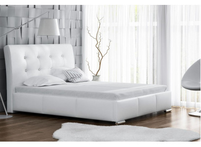 Echtelijk bed Bedframe Bedden Gestoffeerd bed Tweepersoonsbed Wit Polyester Eigentijds