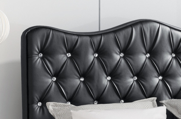 Bedframe Bedden Tweepersoonsbed Modern Bed Kunstleer Gestoffeerd Bed Zwart