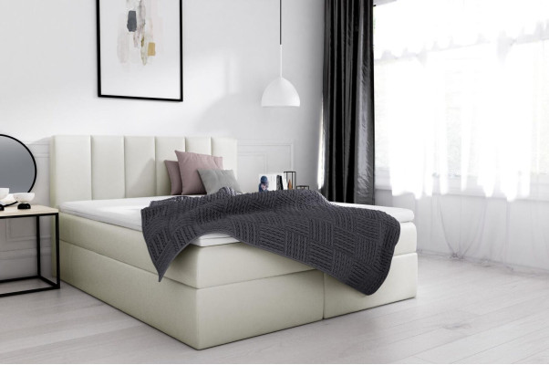 Boxspringbed Tweepersoonsbed Bed met opbergruimte Tweepersoonsbed Bedden Gestoffeerd bed Wit Nieuw