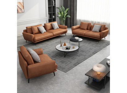 Bekleedde bankstellen Stof Luxe woonkamerbankstel 3+2+1 set Bankstel leer
