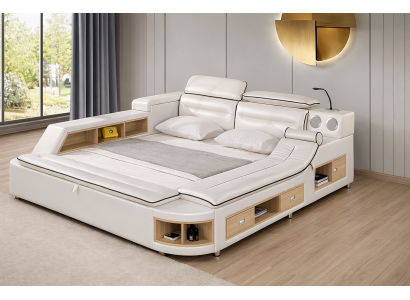Luxe bed met leren bedden 180x200 multifunctioneel slaapkamerbed.