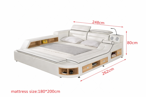 Luxe bed met leren bedden 180x200 multifunctioneel slaapkamerbed.
