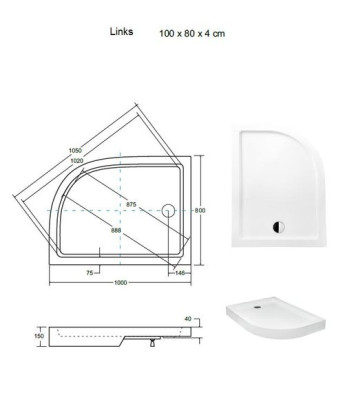 Douchetray Douchebak vlak Acryl Douche Design Douchebak Wastafel