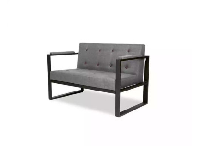 Ontwerper Grijze tweezitsbank met stoffen bekleding kantoorinrichting meubelen