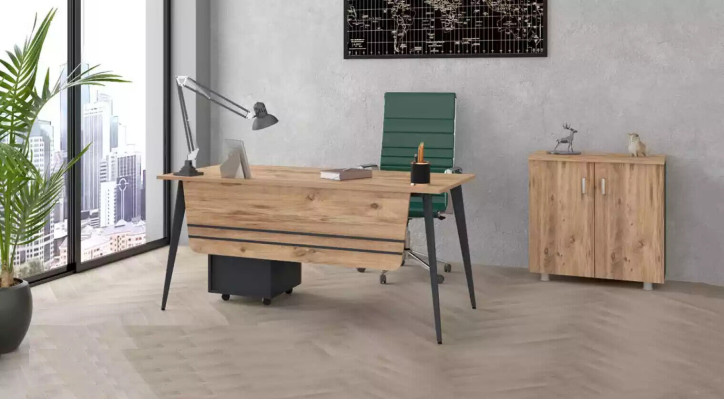 Tafel kantoor set met bureau en archiefkast compleet 2-delig