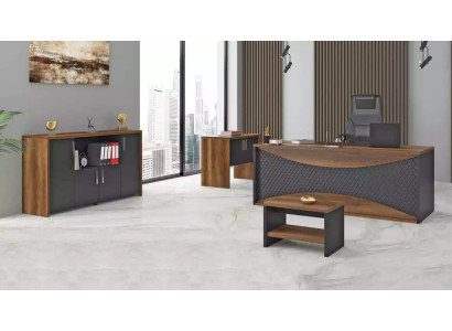Werkkamer houten meubels kantoorset bureau archiefkast salontafel