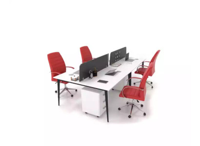 Grote witte werktafel bureauset moderne kantoorinrichting.