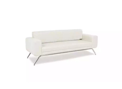 Witte driezitter luxe Roestvrijstalen poten Textielmeubels Kantoorbank Modern