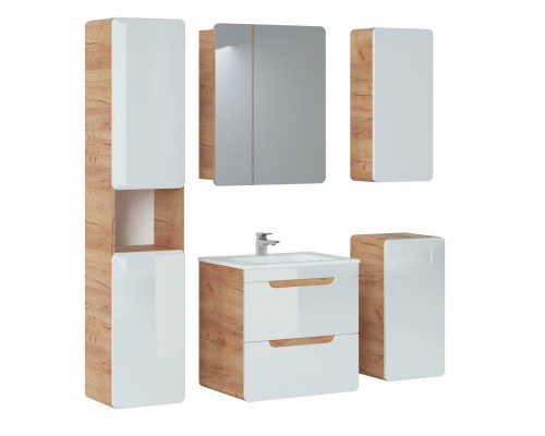Ontwerp Badkamermeubels Badkamer 5-delige Set Garnituur Kast Decoratie Wastafel